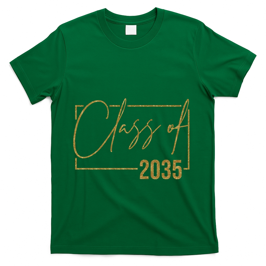 Class Of 2035 Gold Graduation T-Shirt - Green