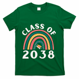 Class Of 2038 Graduation Kindergarten 2038 School Rainbow Gift T-Shirt - Green