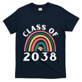 Class Of 2038 Graduation Kindergarten 2038 School Rainbow Gift T-Shirt - Navy