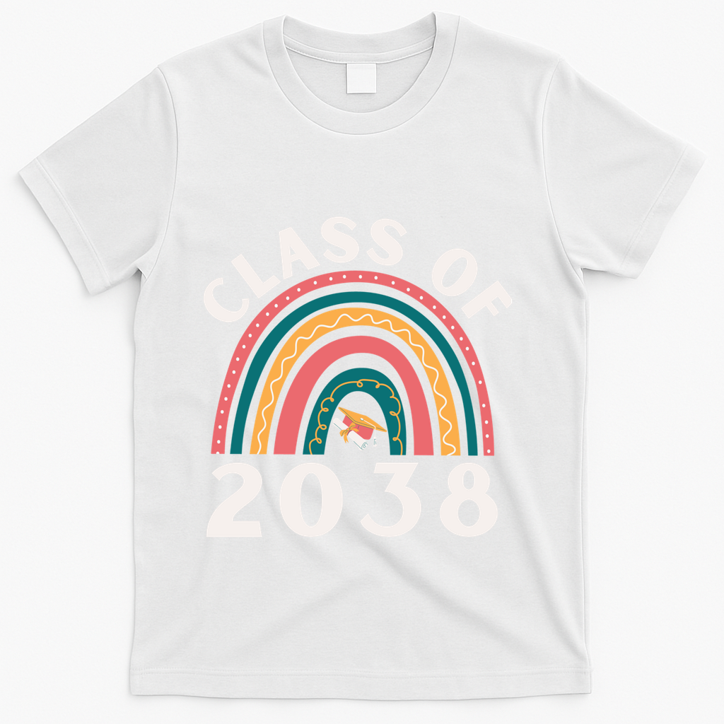 Class Of 2038 Graduation Kindergarten 2038 School Rainbow Gift T-Shirt - White
