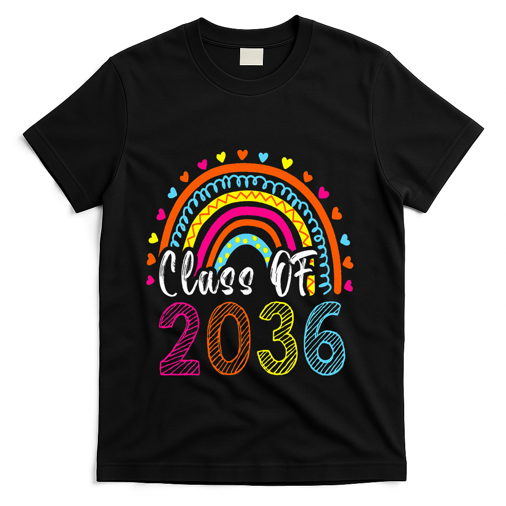 Class Of 2036 Grow With Me First Day Of School Graduation T-Shirt - Black
