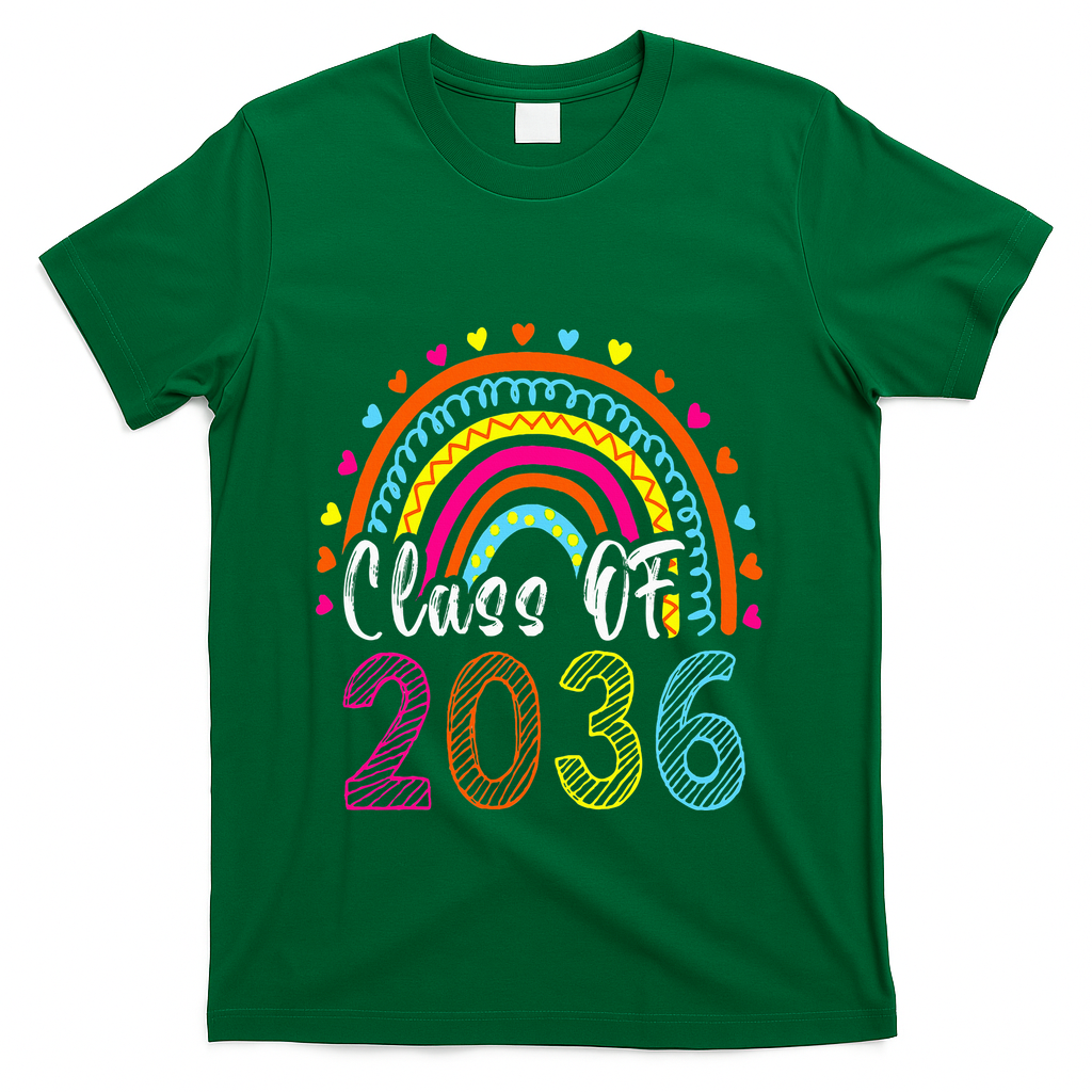 Class Of 2036 Grow With Me First Day Of School Graduation T-Shirt - Green