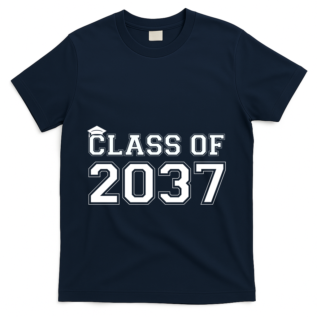 Class Of 2037 Pre K Grow With Me Graduation T-Shirt - Navy