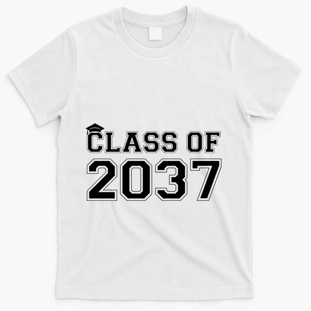 Class Of 2037 Pre K Grow With Me Graduation T-Shirt - White