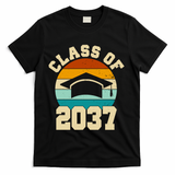Class Of 2037 Kindergarten Graduation Retro T-Shirt - Black