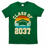 Class Of 2037 Kindergarten Graduation Retro T-Shirt - Green