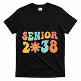 Class Of 2038 Senior 38 Graduation Last Day Of School Groovy T-Shirt - Black