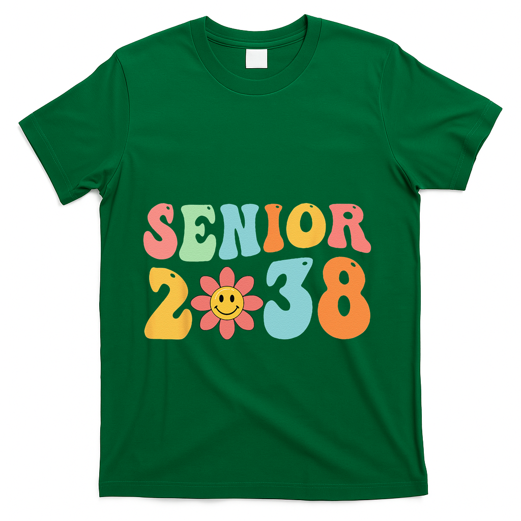 Class Of 2038 Senior 38 Graduation Last Day Of School Groovy T-Shirt - Green