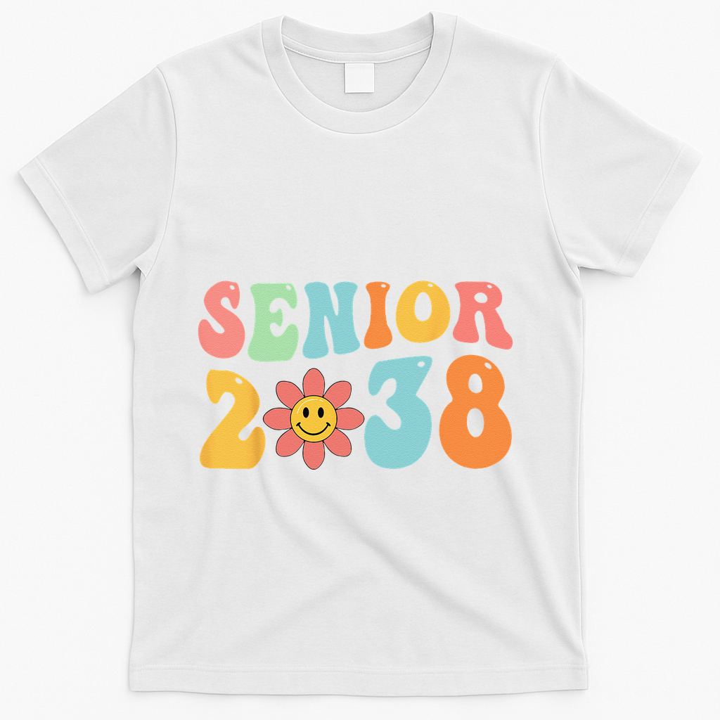 Class Of 2038 Senior 38 Graduation Last Day Of School Groovy T-Shirt - White