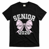 Class Of 2026 Senior Coquette Bow Aesthetic T-Shirt - Black