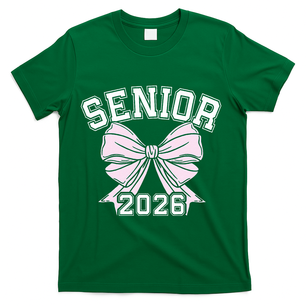 Class Of 2026 Senior Coquette Bow Aesthetic T-Shirt - Green