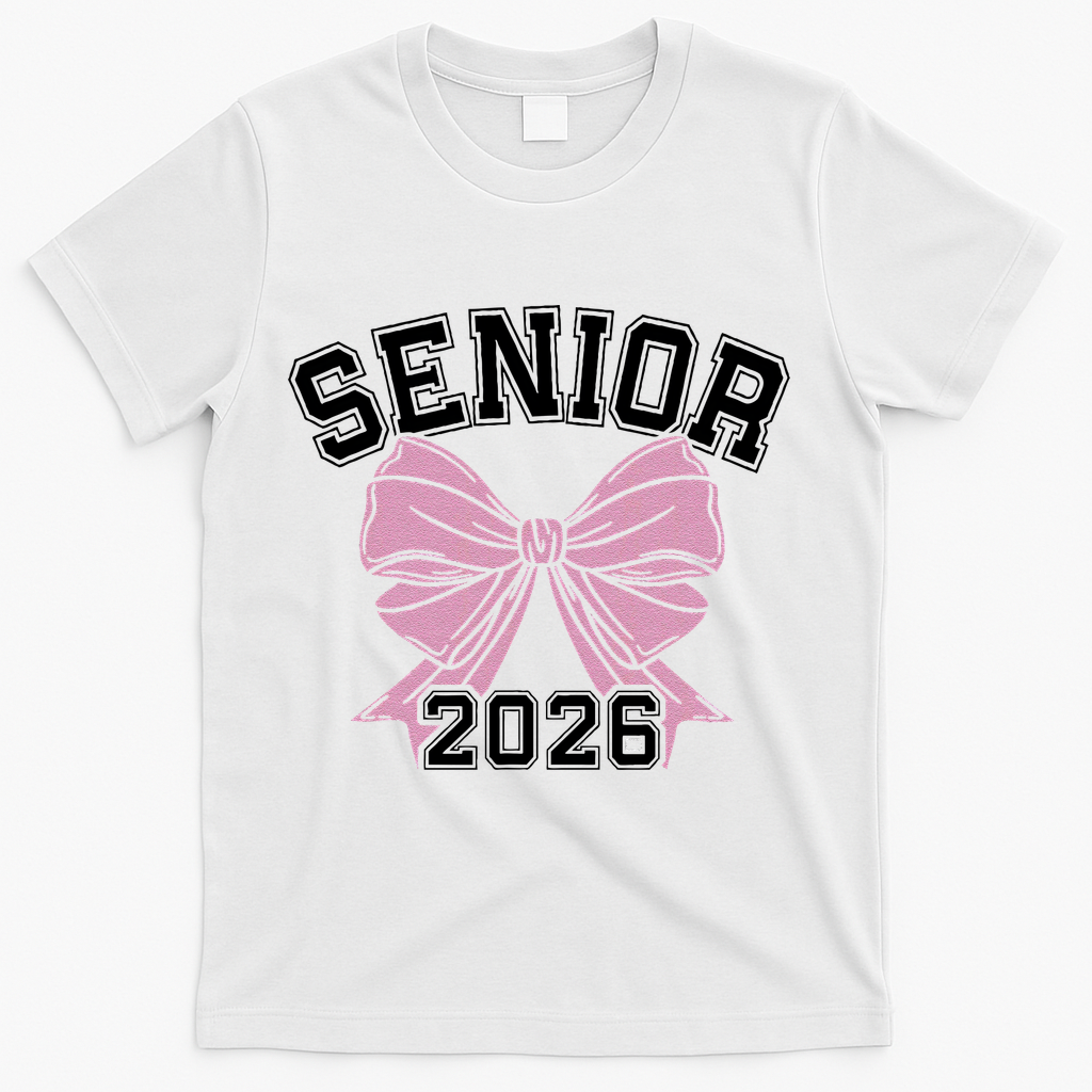 Class Of 2026 Senior Coquette Bow Aesthetic T-Shirt - White