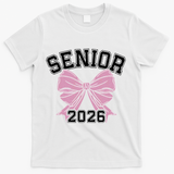 Class Of 2026 Senior Coquette Bow Aesthetic T-Shirt - White