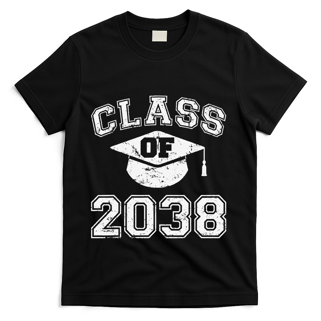 Class Of 2038 Grow With Me Graduation First Day Of School Gift T-Shirt - Black