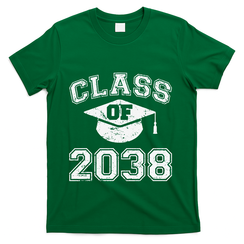 Class Of 2038 Grow With Me Graduation First Day Of School Gift T-Shirt - Green