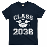Class Of 2038 Grow With Me Graduation First Day Of School Gift T-Shirt - Navy