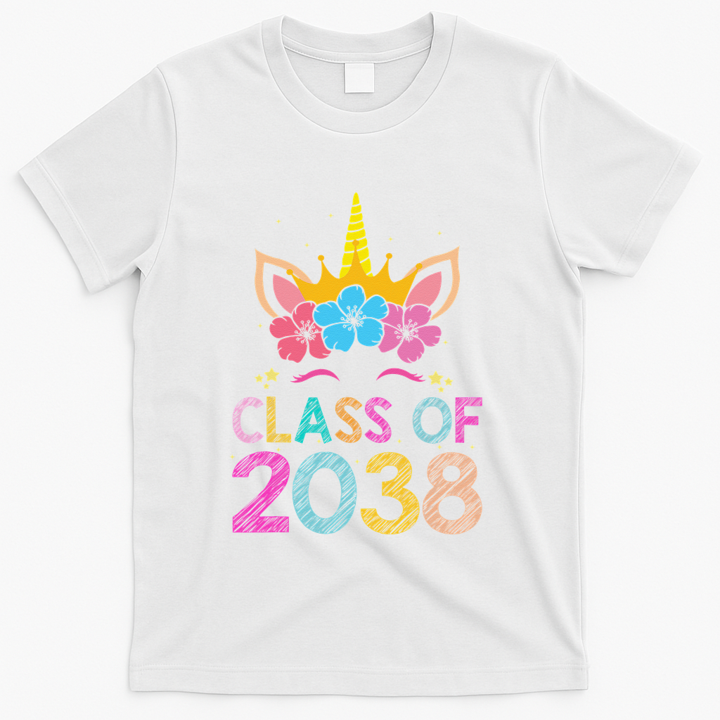 Class Of 2038 Grow With Me Graduation First Day Of School T-Shirt - White