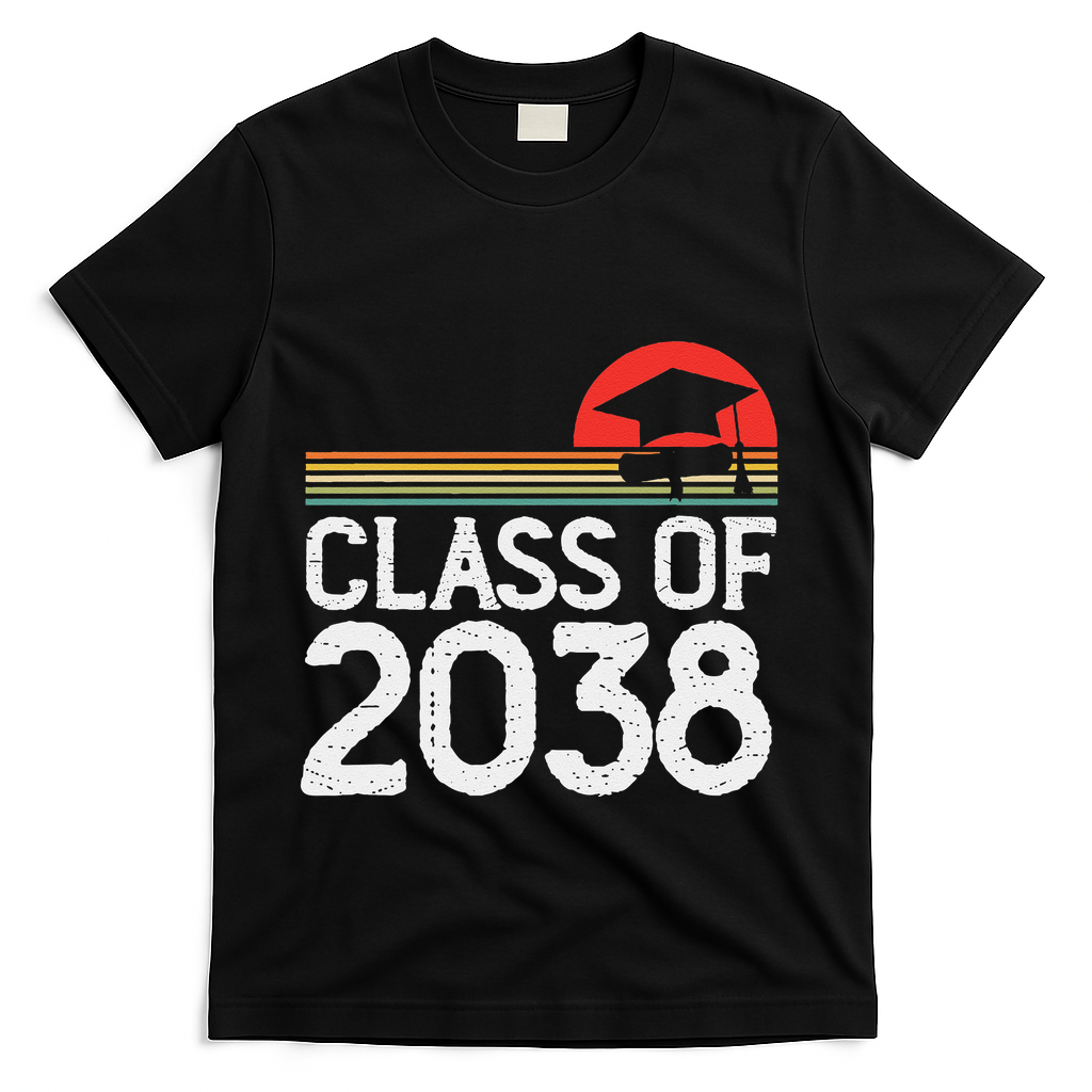 Class Of 2038 Grow With Me Kindergarten To Graduation T-Shirt - Black