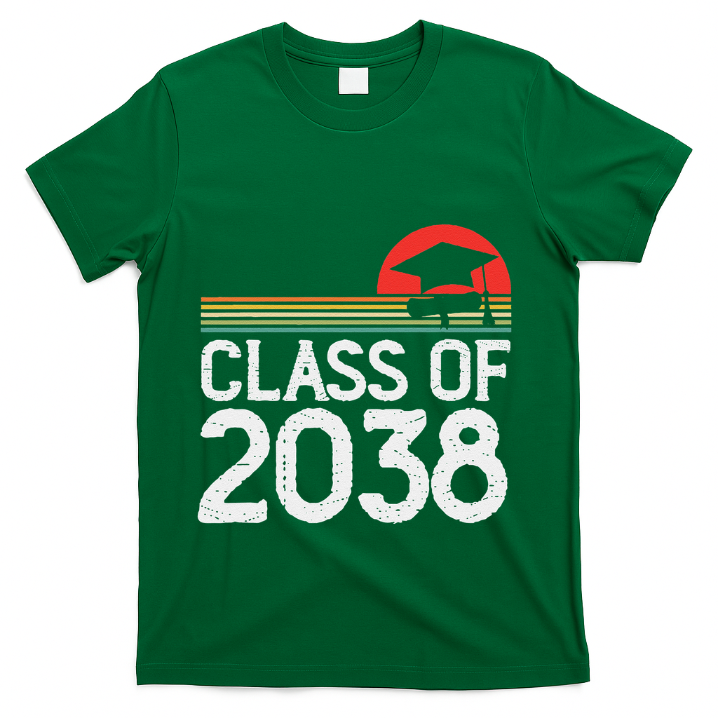Class Of 2038 Grow With Me Kindergarten To Graduation T-Shirt - Green