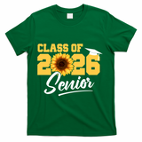 Class Of 2026 Senior Sunflower Last First Day Graduation T-Shirt - Green
