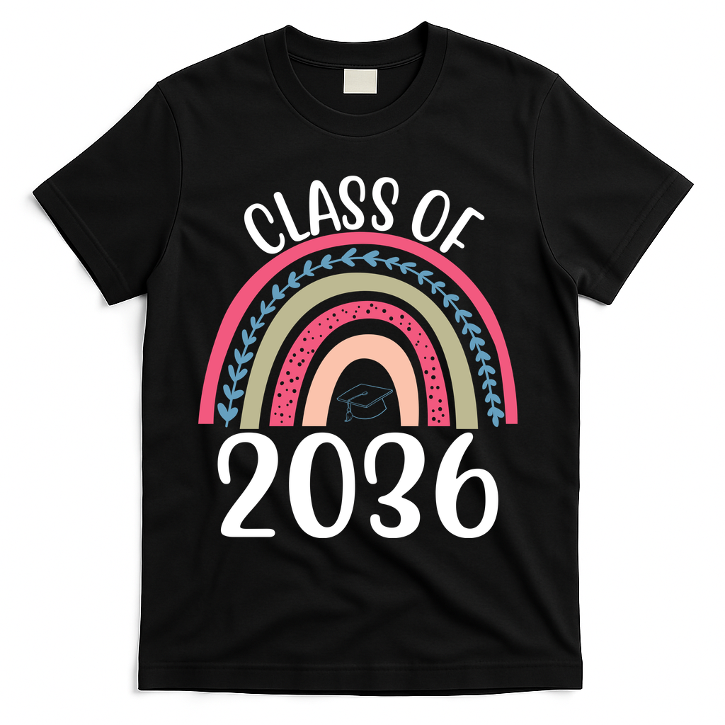 Class Of 2036 Rainbow Graduation T-Shirt - Black
