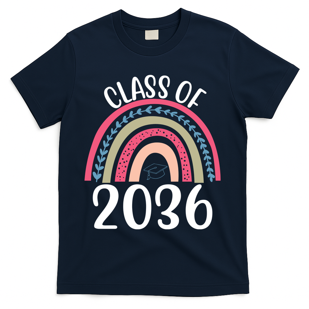 Class Of 2036 Rainbow Graduation T-Shirt - Navy