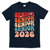 Class Of 2026 Back To School Groovy Graduation Senior 26 T-Shirt - Navy