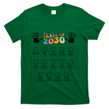 Class Of 2030 Grow With Me Checklist Prek 12th Retro K12 T-Shirt - Green