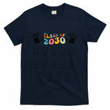 Class Of 2030 Grow With Me Checklist Prek 12th Retro K12 T-Shirt - Navy