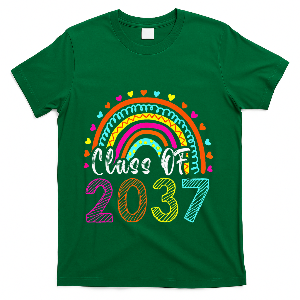 Class Of 2037 Kindergarten Prek Grow With Me Graduation T-Shirt - Green