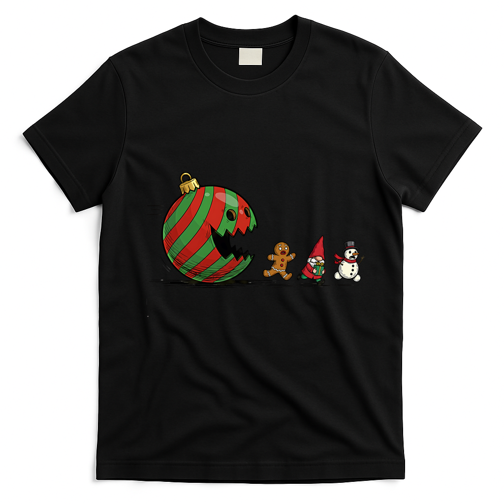 Christmas Ornament Ball Funny Gnome T-Shirt - Black