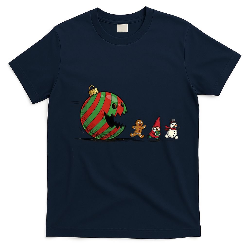 Christmas Ornament Ball Funny Gnome T-Shirt - Navy Blue