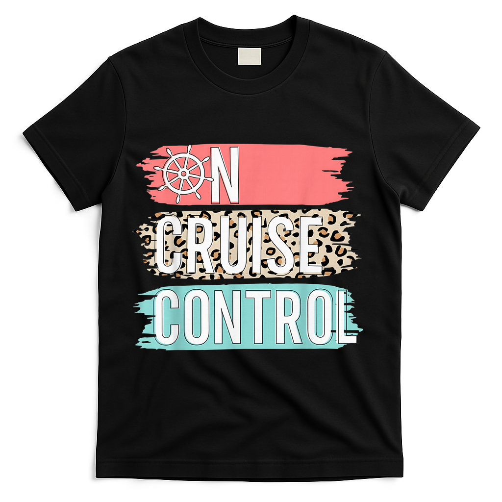 Control On Cruise Leopard Funny Summer Vacation Family Wo T-Shirt - Black