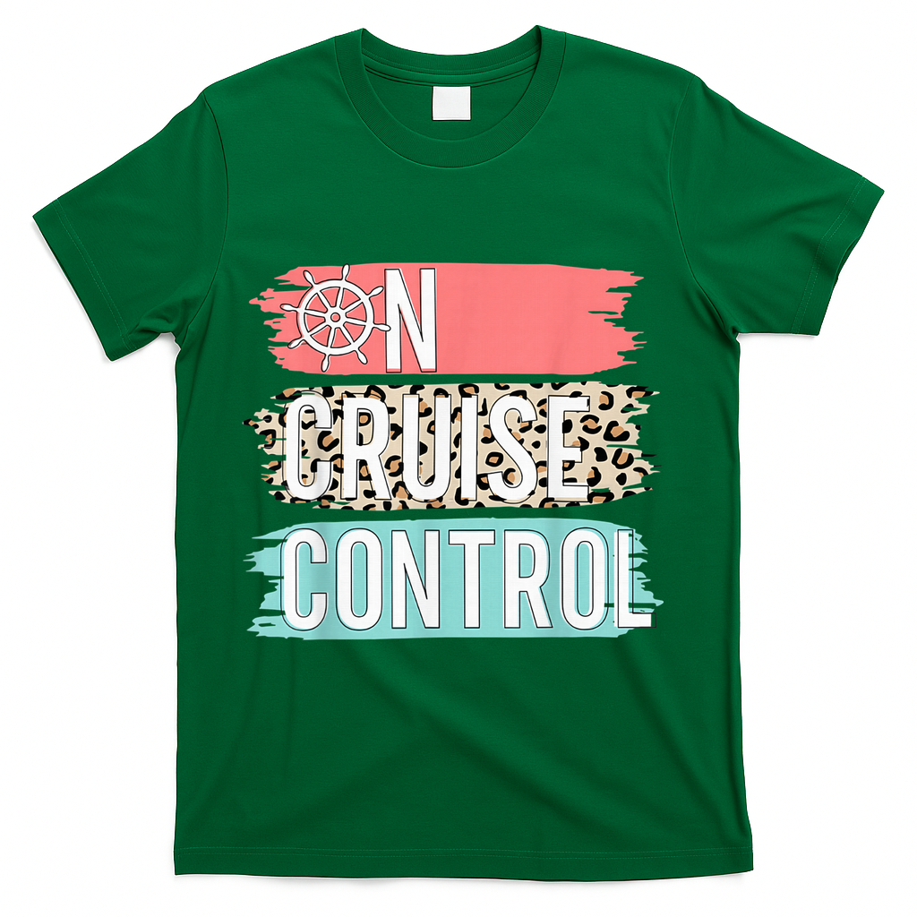 Control On Cruise Leopard Funny Summer Vacation Family Wo T-Shirt - Green