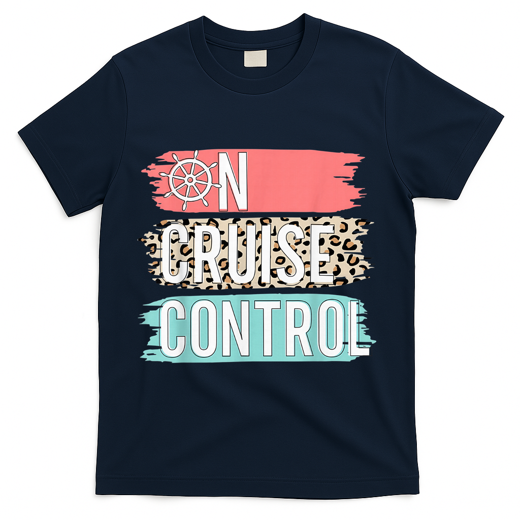 Control On Cruise Leopard Funny Summer Vacation Family Wo T-Shirt - Navy