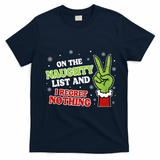 Christmas On Naughty List I Regret Nothing Xmas T-Shirt - Navy Blue