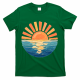 Coastal Ocean Sunset Painting Beach T-Shirt - Green