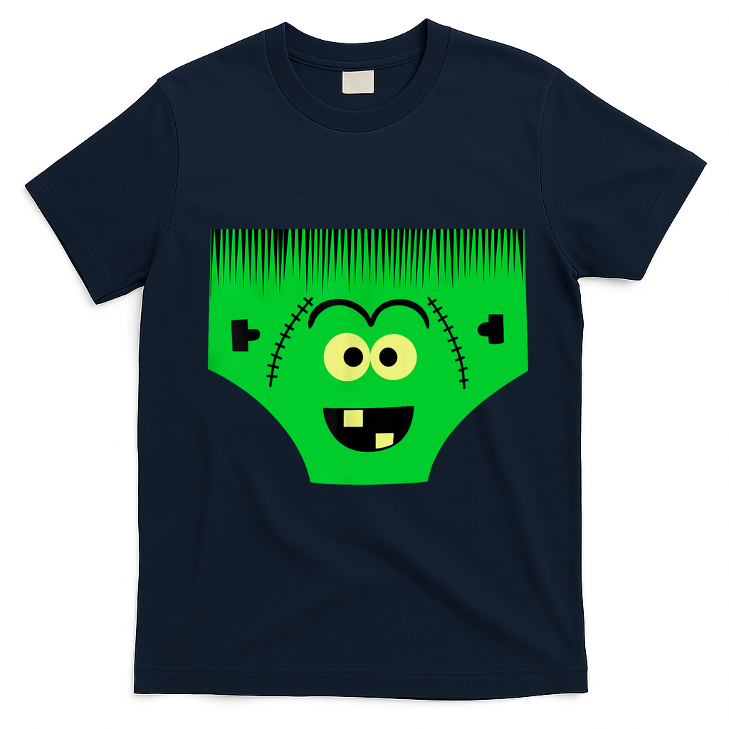 Creepy Of Underwear Face Halloween Costume T-Shirt - Navy Blue