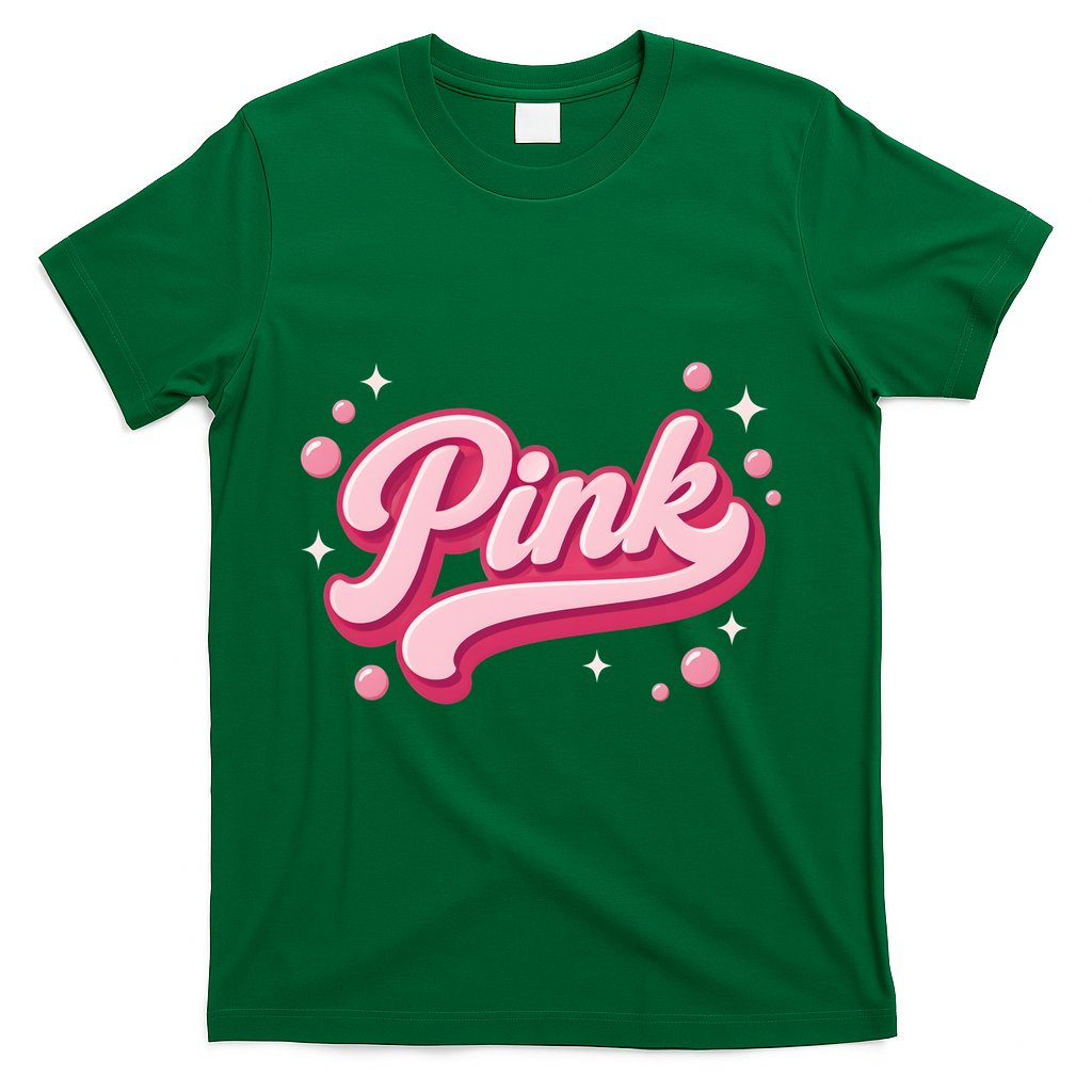 Cute Pink Bubble Logo T-Shirt - Green