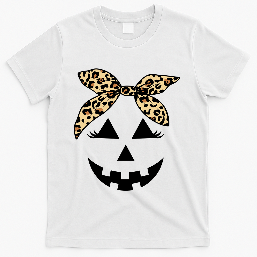 Cheetah Pumpkin Cute Halloween T-Shirt - White