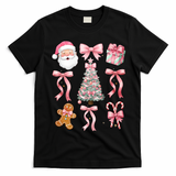 Cute Pink Coquette Christmas  T-Shirt - Black