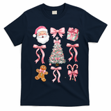 Cute Pink Coquette Christmas  T-Shirt - Navy Blue