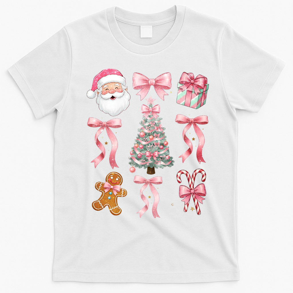 Cute Pink Coquette Christmas  T-Shirt - White