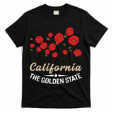 California Poppy Floral The Golden State T-Shirt - Black