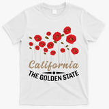 California Poppy Floral The Golden State T-Shirt - White