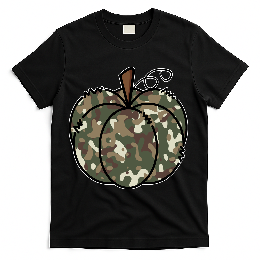 Camouflage Pumpkin Holiday T-Shirt - Black