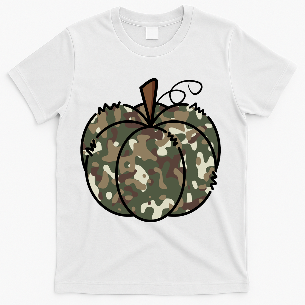 Camouflage Pumpkin Holiday T-Shirt - White