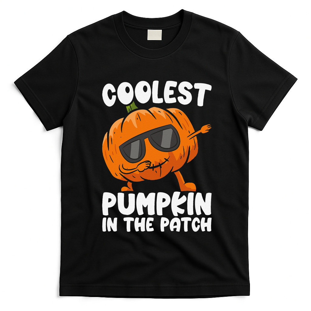 Coolest Pumpkin In The Patch Dabbing Halloween T-Shirt - Black