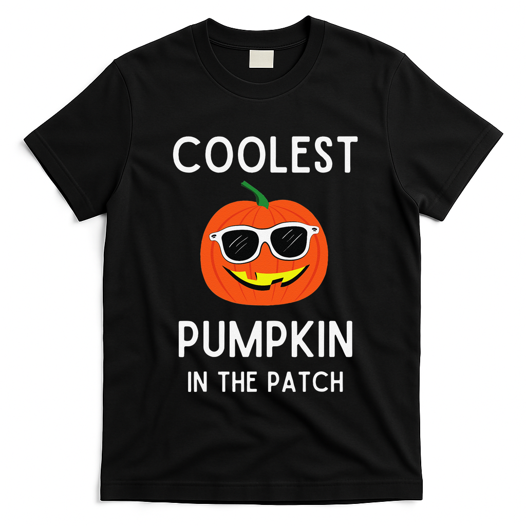 Coolest Pumpkin In The Patch Funny Cool Pumpkin Halloween T-Shirt - Black