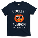 Coolest Pumpkin In The Patch Funny Cool Pumpkin Halloween T-Shirt - Navy Blue